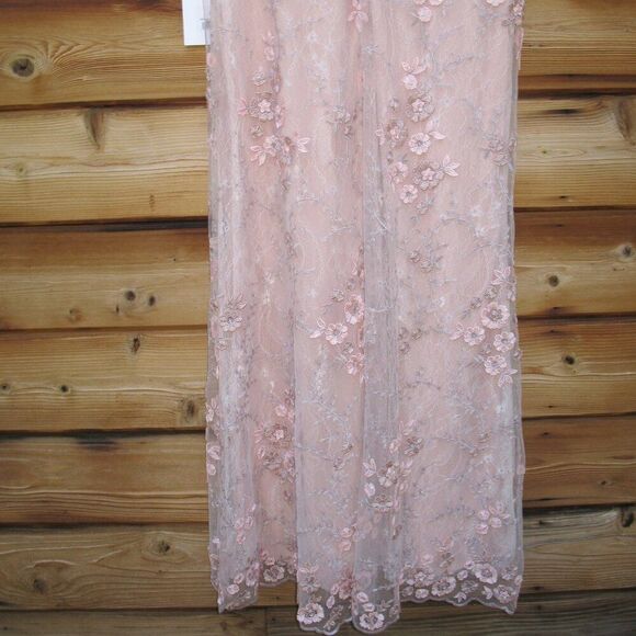 MAC DUGGAL 68810 Pink Flutter Sleeve Floral Embroidered Net Gown Dress - Picture 12 of 13